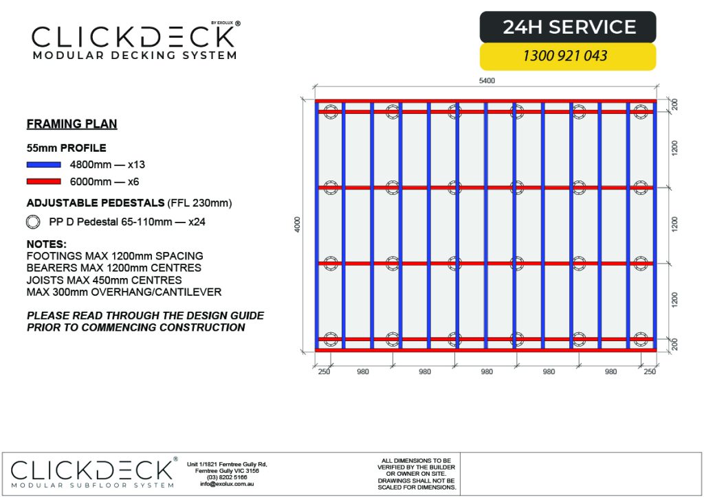 Sample Architectural drawing with colour coding for ease of installation