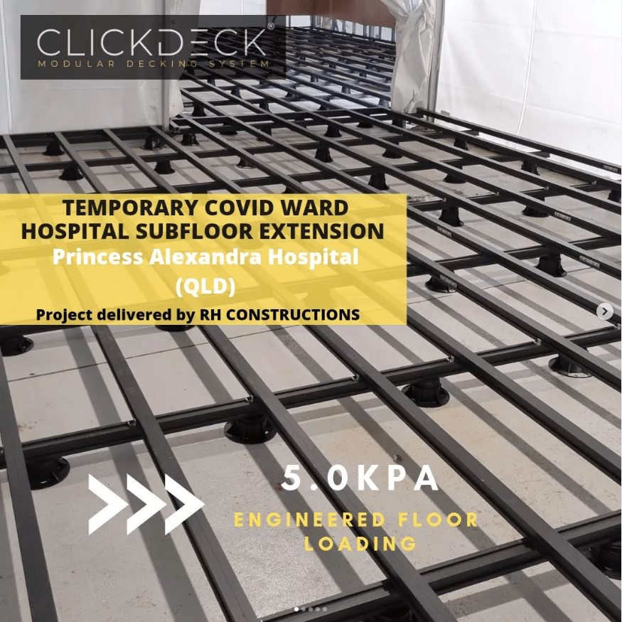 Clickdeck modular decking systems commercial hospital project with high weight load rating