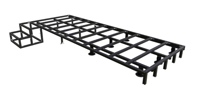 Clickdeck modular subframe system skeleton with no boards or covering